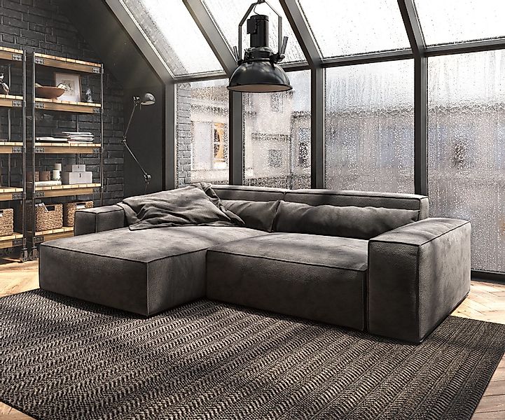 DELIFE Ecksofa Sirpio, XL Mikrofaser Khakibraun günstig online kaufen