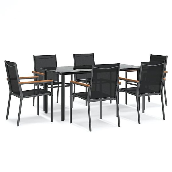 vidaXL 7-Tlg Garten-Essgruppe Schwarz Textilene und Stahl 3187046 günstig online kaufen