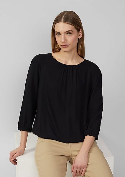 s.Oliver Langarmbluse Strukturierte Viskose-Bluse mit Raff-Details günstig online kaufen