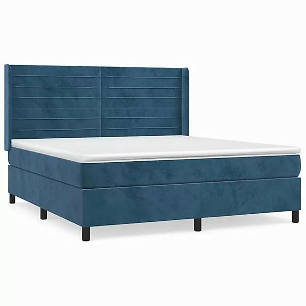 vidaXL Boxspringbett Boxspringbett mit Matratze Dunkelblau 160x200 cm Samt günstig online kaufen