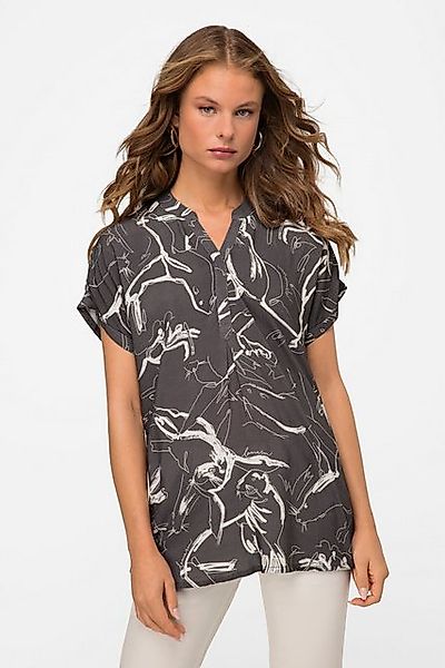 Laurasøn Druckbluse Bluse oversized Robben Print Stehkragen Halbarm günstig online kaufen
