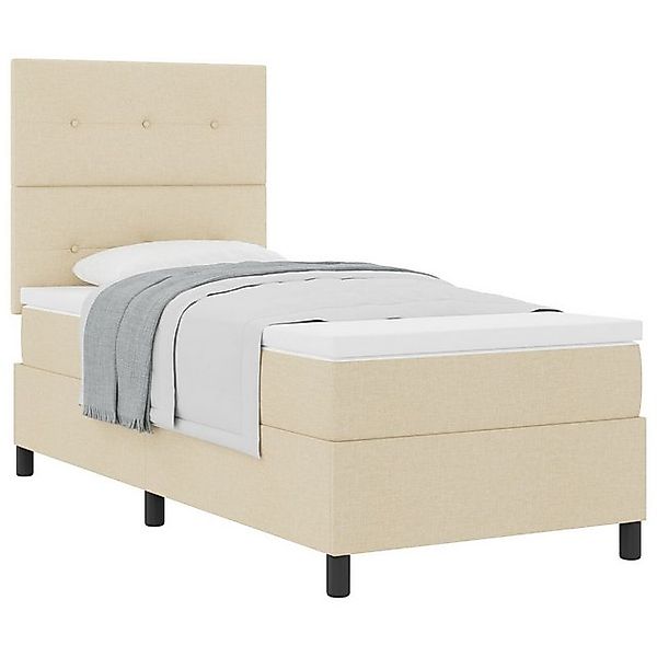 vidaXL Bett Beige Boxspringbett mit Matratze 90x200 cm aus Stoff (1-tlg) günstig online kaufen