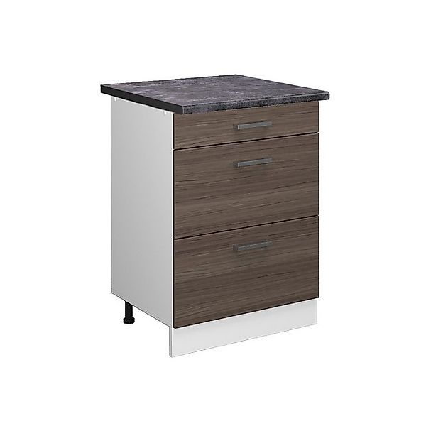 Vicco Unterschrank R-Line, Grau/Weiß, 60 cm mit Schubladen, AP Marmor günstig online kaufen