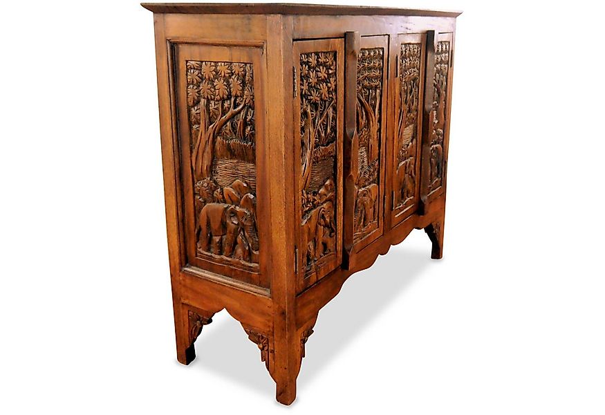 livasia Sideboard Sideboard Massivholz 100x40x80cm Akazie handgeschnitzt günstig online kaufen