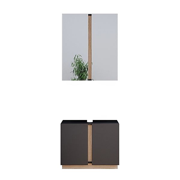 Vicco Badmöbel-Set Gloria, Anthrazit/Sonoma, 2 Teile, günstig online kaufen