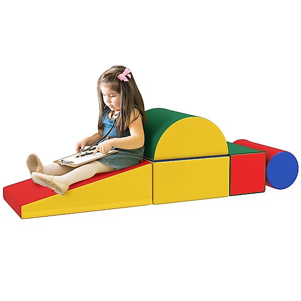 HOMCOM Bausteinset  Kunstleder Schaumstoff Bunt 40,6L x 40,6B x 20,3H cm günstig online kaufen