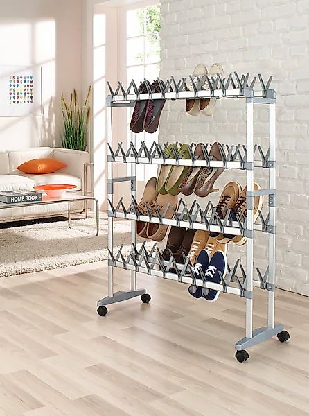 Ruco Schuhregal, Aluminium/Kunststoff, für bis zu 80 Paar Schuhe, fahrbar günstig online kaufen