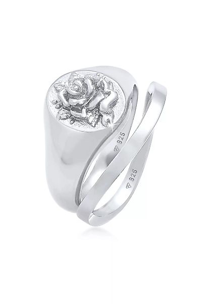 Elli Fingerring "Siegelring Rose Basic Ring 2er Set 925 Silber" günstig online kaufen