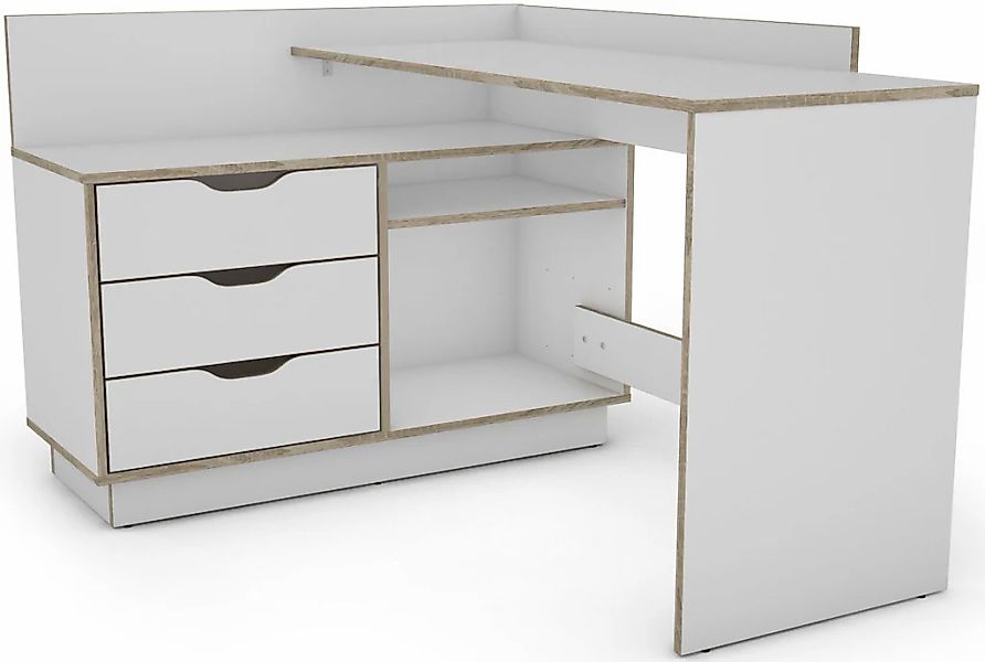 byLIVING Eckschreibtisch "Bern", mit viel Stauraum, Breite 129 cm, rechts o günstig online kaufen