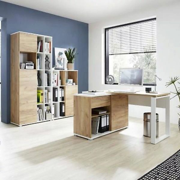 Lomadox Büro Aktenschränke und Winkelschreibtisch Büromöbel-Set in Navarra günstig online kaufen
