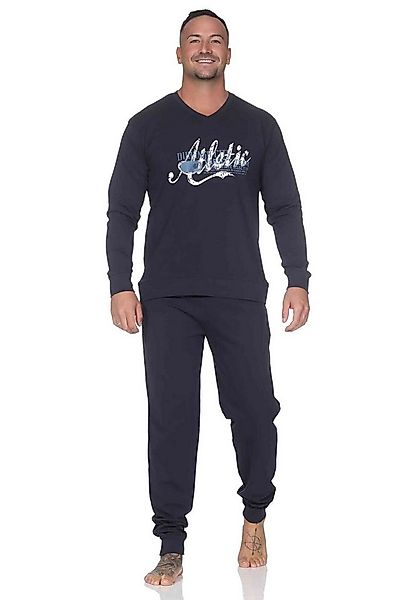 Normann Pyjama Normann Herren langarm Schlafanzug mit Bündchen Pyjama mit F günstig online kaufen