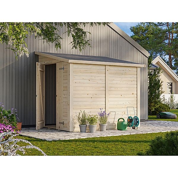 Palmako Mia Holz-Gartenhaus Klar Pultdach Tauchgrundiert 222 cm x 165 cm günstig online kaufen