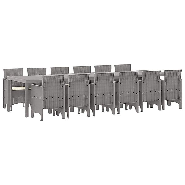 vidaXL Garten Essgruppe 13-Tlg Hellgrau Poly Rattan 3378791 günstig online kaufen