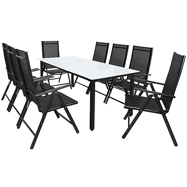 Gartensitzgruppe Bern 9-tlg 8 Personen Anthrazit Alu Milchglas Glas günstig online kaufen