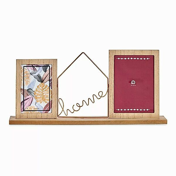 Fotorahmen Home Braun 2 Fotos Metall Holz (6 X 21,5 X 46 Cm) günstig online kaufen