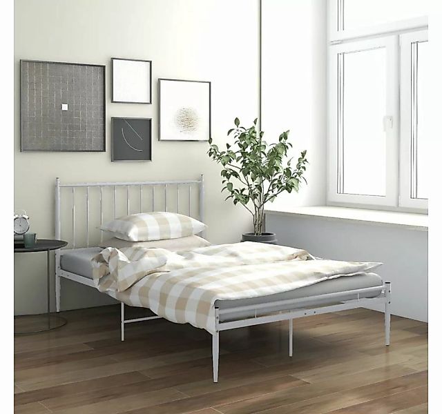 vidaXL Bett Bett Weiß Metall 120x200 cm günstig online kaufen