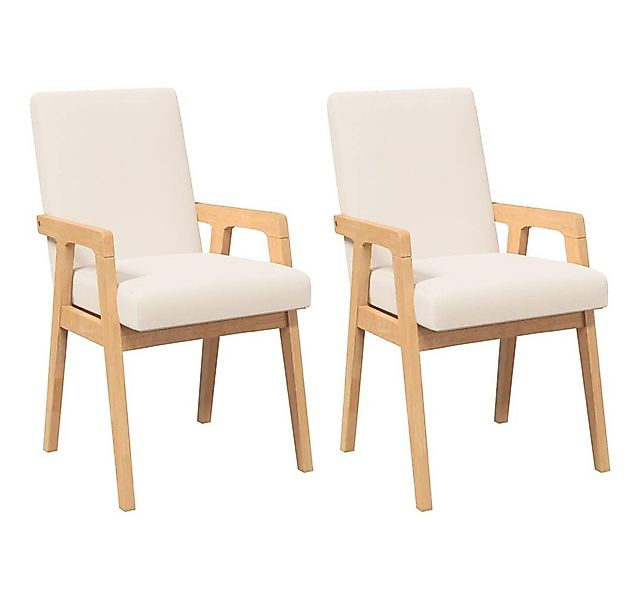 vidaXL Esszimmerstuhl Esszimmerstühle mit Kissen 2 Stk. Massivholz Gummibau günstig online kaufen