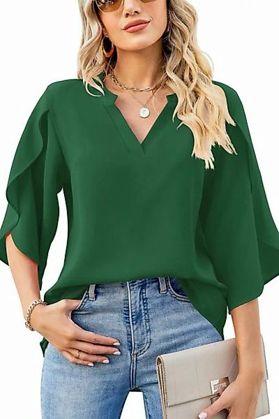 ZWY T-Shirt Damen-Sommerbluse,V-Ausschnitt,lockere Tunika,kurzärmelig 3/7-R günstig online kaufen