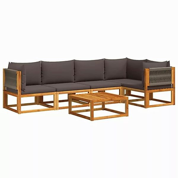 vidaXL Loungesofa 6-tlg. Garten-Sofagarnitur mit Kissen Massivholz, 1 Teile günstig online kaufen