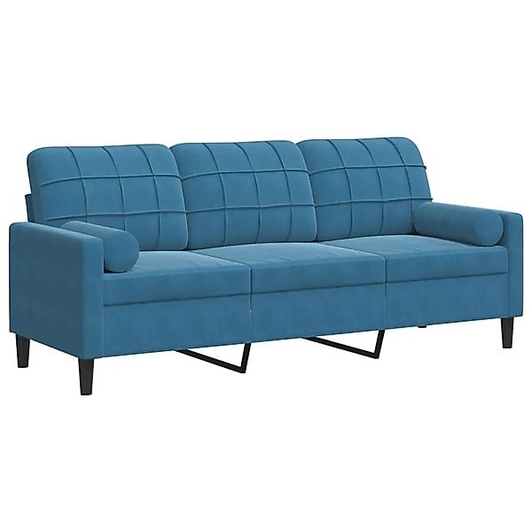 vidaXL 3-Sitzer-Sofa mit Zierkissen Blau 180 cm Samt 3278238 günstig online kaufen