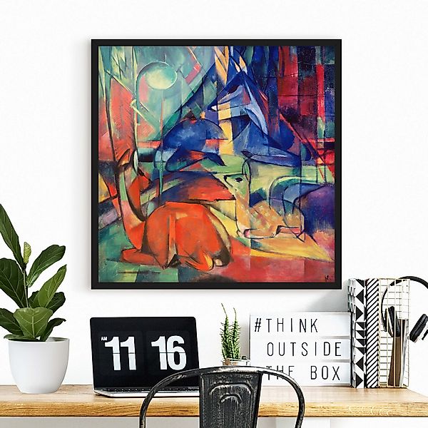 Bild mit Rahmen - Quadrat Franz Marc - Rehe im Walde günstig online kaufen