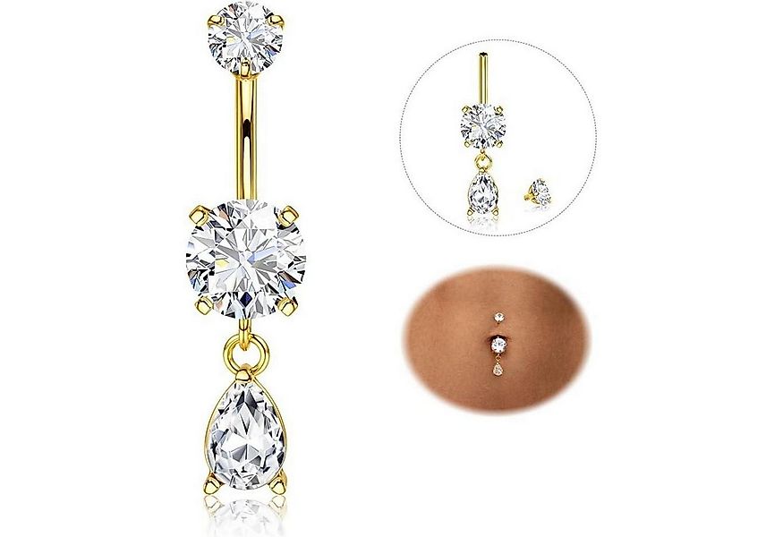 YADOCA Bauchnabelpiercing Bauchnabelpiercing Titan Silber Gold CZ 14G Ring günstig online kaufen