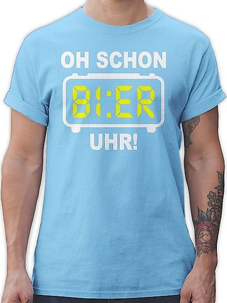 Shirtracer T-Shirt Oh schon Bier Uhr! Weiß Party & Alkohol Herren günstig online kaufen