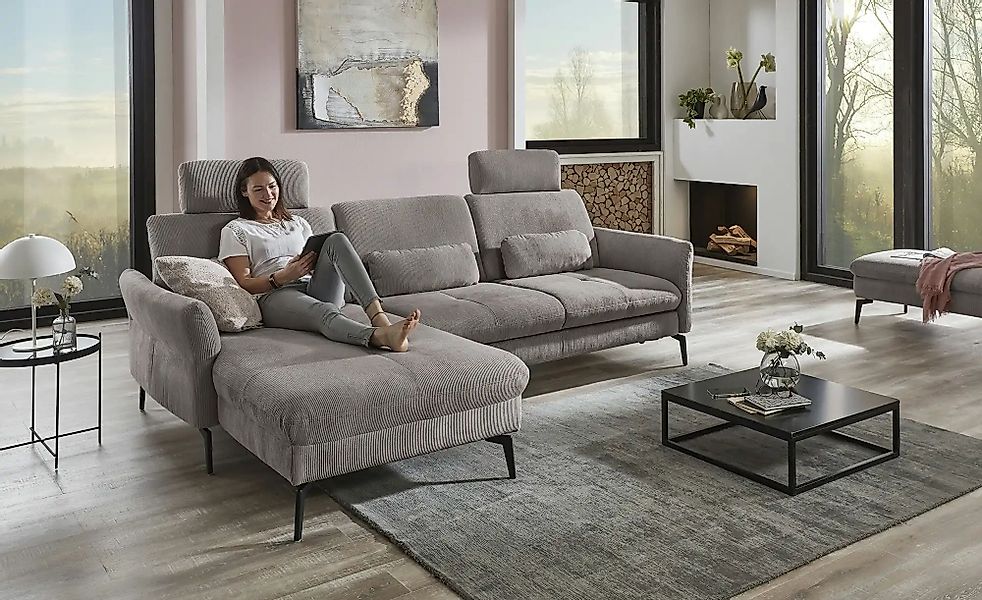 meinSofa Ecksofa Cord DANTE ¦ grau Polstermöbel > Sofas > 3-Sitzer - Höffne günstig online kaufen