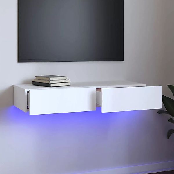 Vidaxl Tv-schrank Mit Led-leuchten Weiß 90x35x15,5 Cm günstig online kaufen