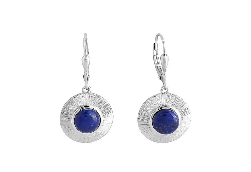 Zeeme Paar Ohrhänger Silber 925 rhodiniert glanz/matt mit echtem Lapis 8mm günstig online kaufen