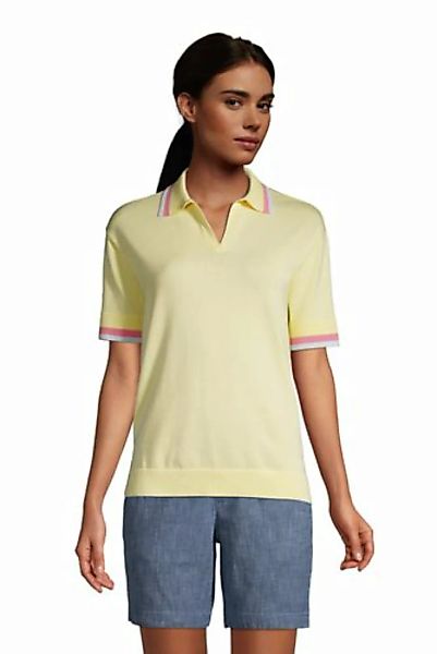 Feinstrick-Poloshirt, Damen, Größe: L Normal, Gelb, Baumwolle, by Lands' En günstig online kaufen