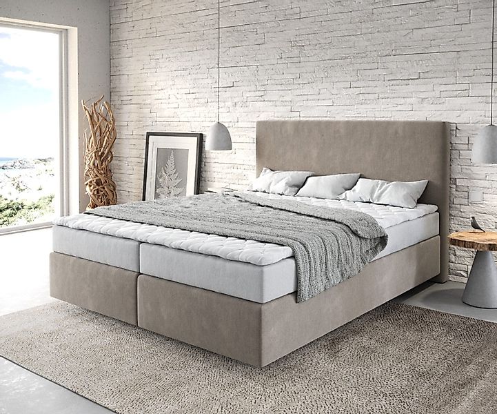 DELIFE Boxspringbett Dream-Well, Mikrofaser Beige 160x200 günstig online kaufen