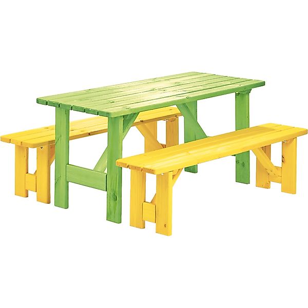 Wilk Kinder-Gartenmöbel-Set Robusto Kid 3-teilig Grün-Gelb FSC günstig online kaufen