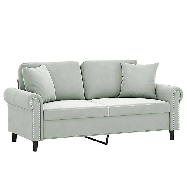 vidaXL 2-Sitzer-Sofa mit Zierkissen Hellgrau 140 cm Samt 3200945 günstig online kaufen
