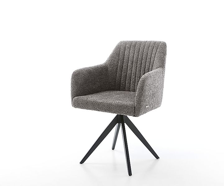 Esszimmerstuhl Greg-Flex Bouclé Grau Kreuzgestell kantig Schwarz günstig online kaufen