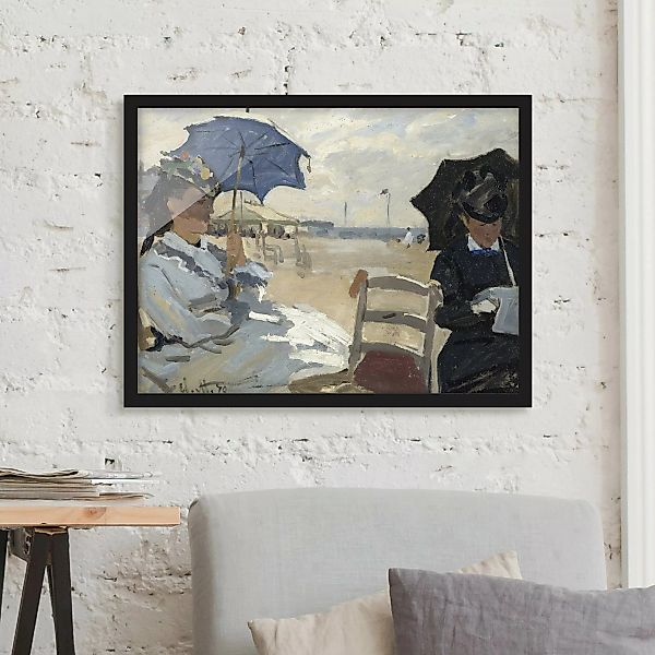 Bild mit Rahmen Kunstdruck - Querformat Claude Monet - Strand von Trouville günstig online kaufen