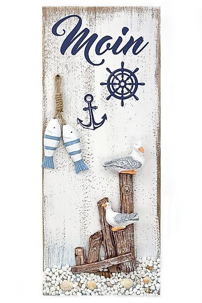 ELLUG Wandbild Maritime Wanddeko „Moin“ mit Möwen, Muscheln und Fischen aus günstig online kaufen