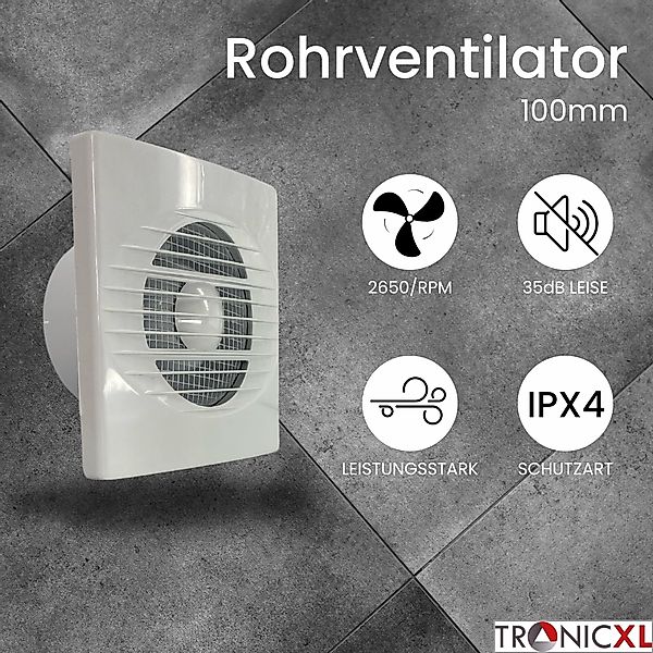 TronicXL Wandventilator IPX4 15W 100mm Abluft günstig online kaufen