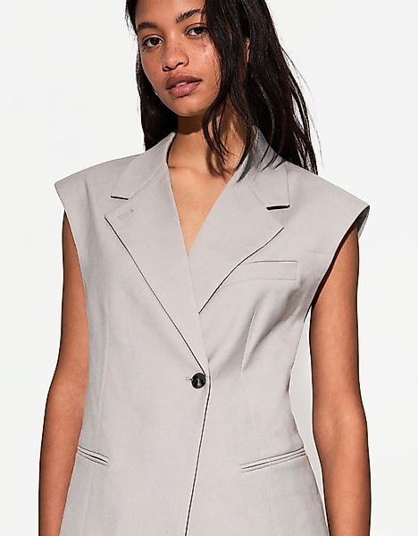 Bershka Lange Weste Damen Xs Grau günstig online kaufen