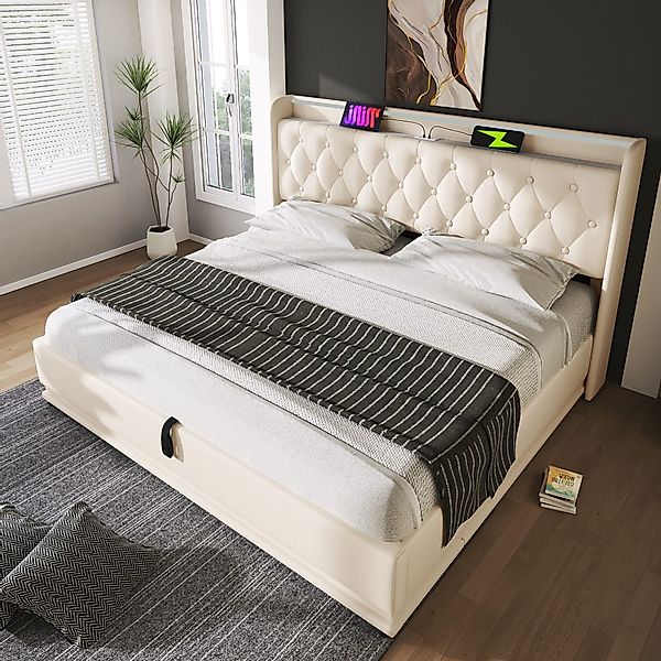 HAUSS SPOLE Polsterbett 140x200cm mit LED-Beleuchtung, günstig online kaufen