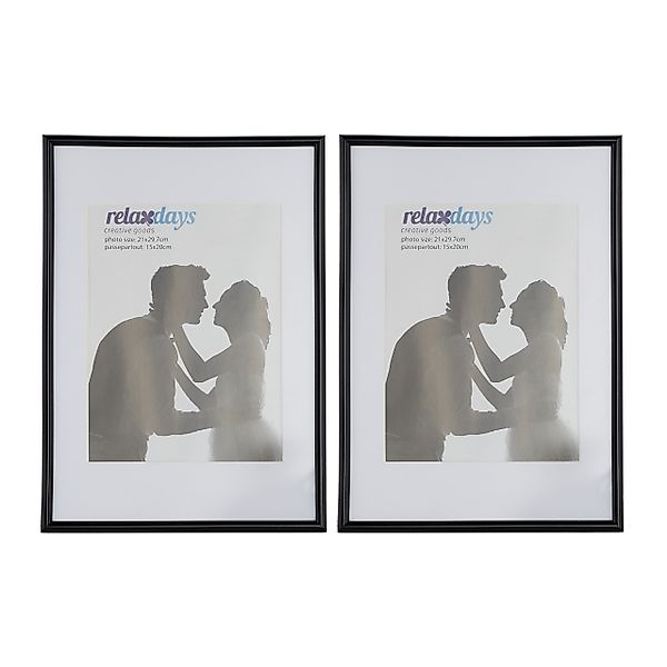 relaxdays Bilderrahmen 2er Set A4, Schwarz günstig online kaufen