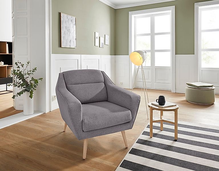 OTTO home Sessel "Bille" mit Naht im Rückenkissen und Eiche-Beinen, Design günstig online kaufen