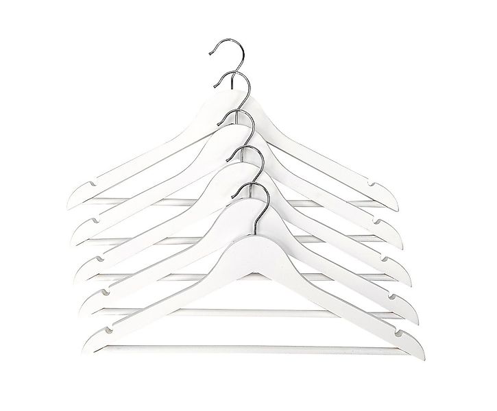 Trend Line Kleiderbügel TrendLine Kleiderbügel Holz weiß mit Steg 5er Pack günstig online kaufen