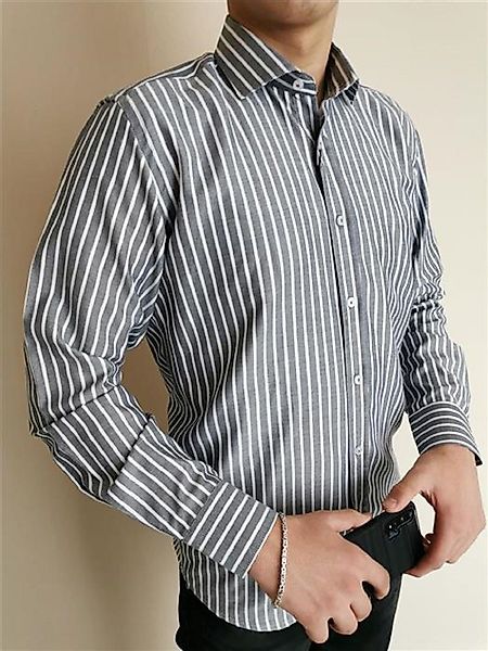 Megaman Jeans Langarmhemd Langarmhemd Herren gestreift günstig online kaufen