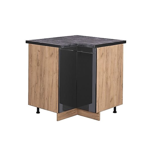 Vicco Eckunterschrank Fame-Line Anthrazit Hochglanz/Goldkraft Eiche 81 cm A günstig online kaufen