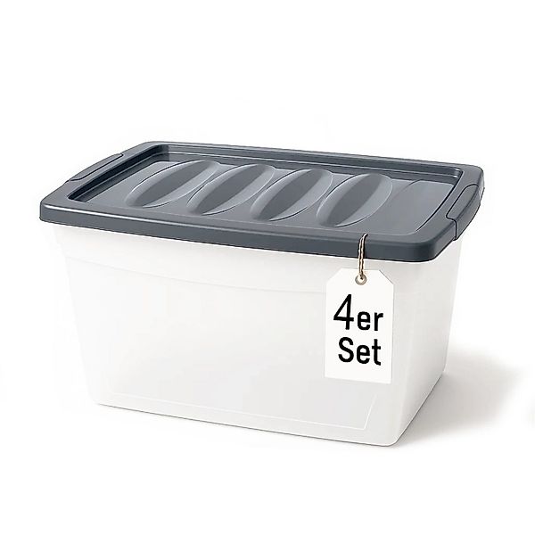BigDean Aufbewahrungsbox 4x 60 L Plastikboxen mit Deckel groß Budget Kunsts günstig online kaufen