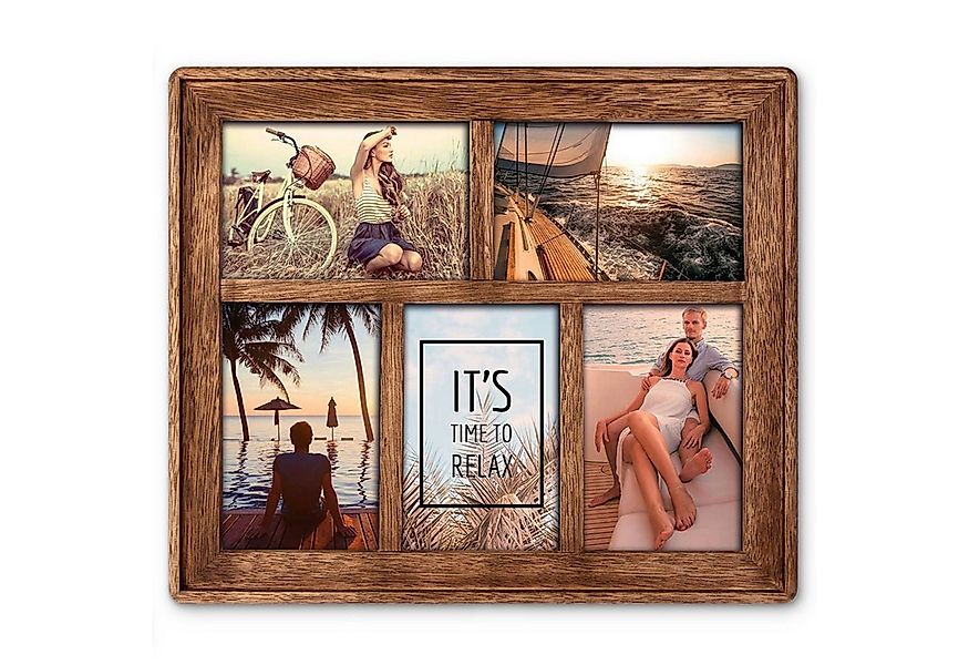 matches21 HOME & HOBBY Bilderrahmen Holz Bilderrahmen Collage braun für 5x günstig online kaufen