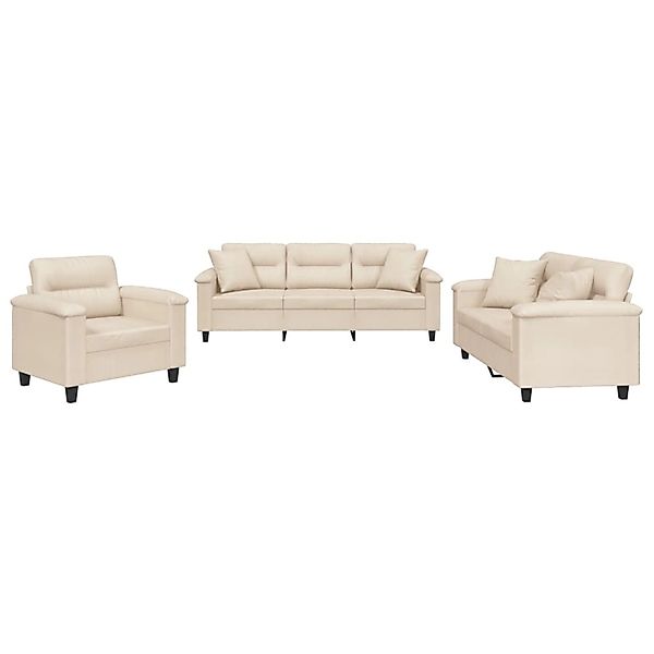 vidaXL 3-Tlg Sofagarnitur mit Kissen Beige Mikrofasergewebe 3202307 günstig online kaufen