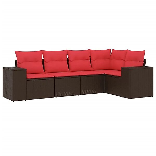 vidaXL 5-Tlg Gartensofa-Set mit Kissen Braun Polyrattan 3222533 günstig online kaufen