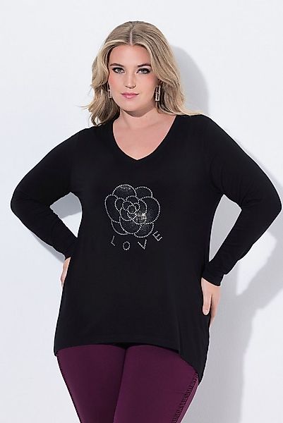 MIAMODA T-Shirt Longshirt A-Linie Glitzerblüte Langarm günstig online kaufen